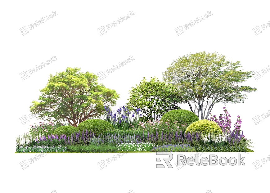 Modern Shrub Flower Border Plant Group Ornamental Flowers and Plants model