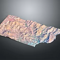 3D Topographic Map Showing Mountainous Landscape With River Valleys And Terrain Details