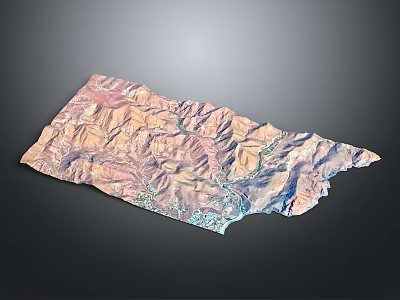 3D Topographic Map Showing Mountainous Landscape With River Valleys And Terrain Details 3d model