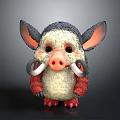 Cute Fantasy Creature 3D Character Design With Large Ears Curved Tusks And Fluffy Fur
