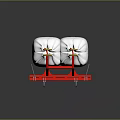 Two White Household Storage Containers With Red Metal Frame And Yellow Hooks