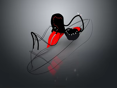 Modern Black And Red Fitness Equipment With Streamlined Design And Reflective Base 3d model