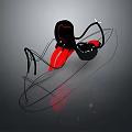Modern Black And Red Fitness Equipment With Streamlined Design And Reflective Base