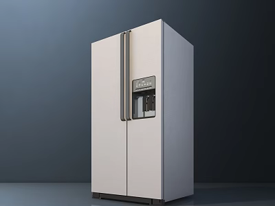 Modern Silver Double Door Refrigerator With Water Dispenser And Stylish Design 3d model