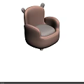 Pink Kids Chair With Ear Shaped Design And Gray Cushion Rounded Wooden Legs