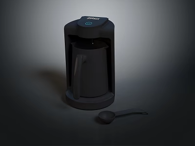 Philips Electric Coffee Maker in Black with Matching Spoon Accessory 3d model
