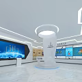 Modern Leadership Care Exhibition Hall With Display Boards Multimedia Screen And Achievements