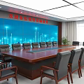 Modern Conference Room Interior Design With Large LED Screen Meeting Tables And Chairs