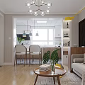 Modern Living And Dining Room Interior With Chandelier Sofa Coffee Table And Plants