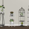 American-style Iron Flower Rack Flower Display Decorative Rack Flower Pot Rack Multi-layer Birdcage Storage Rack 3d model