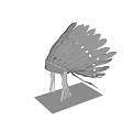 Artistic Metal Feather Shaped Headdress Sculpture With Star Decorations And Base