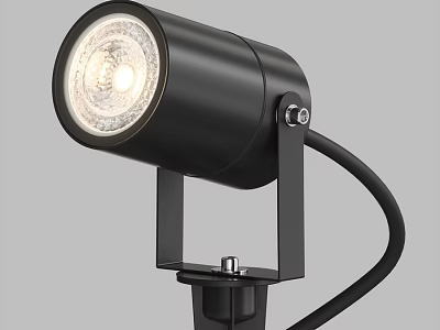 Outdoor Black Spotlight Light Modern Sleek Design With Adjustable Stand And Bright Lighting 3d model