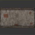 Rustic Wooden Bench With Gray Cushion And Red Accent Patches