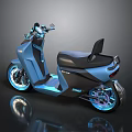 Modern Blue Electric Scooter with Black Seat Blue Lights and Silver Wheels