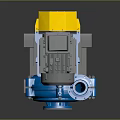Industrial Blue Mechanical Pump With Yellow Motor And Metal Base Device