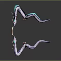 Two Headed Dragon Sculpture With Green Purple Curved Body On Dark Background