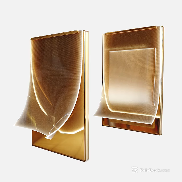 Modern Gold Wall Lamps With Sleek Geometric Design And LED Lighting 3d model 