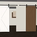 Two White and Wooden Barn Doors with Sliding Track in Modern Interior Design