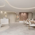 Stylish Modern Beauty Salon Interior With Hair Styling Station And Reception Area