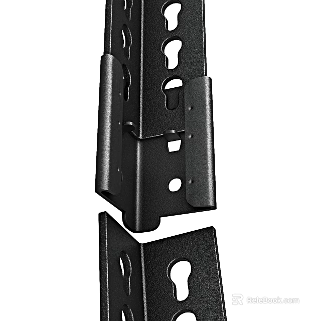 Sturdy Black Metal Shelf Brackets With Holes For Secure Assembly 3d model 