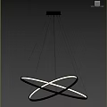 Modern Intersecting Circular Ring Chandelier With Glowing LED Lights And Sleek Metal Frame