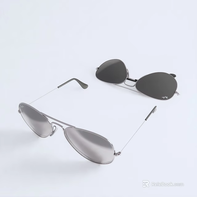 Stylish Jewelry Sunglasses Featuring Silver Black Frames And Gray Dark Lenses On White Background 3d model 