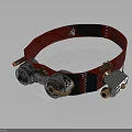 Steampunk Style Goggles With Red Strap And Metallic Mechanical Accents