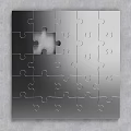 Silver Puzzle Pendant Featuring Mostly Assembled Design with Central Missing Piece
