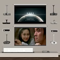 Efficient Projection Monitoring Setup With Wall Mounted Projectors And Dual Projection Screens