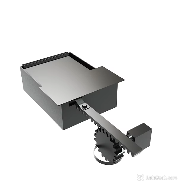 Mechanical Device Featuring Metal Box Structure And Rotating Gear Arm 3d model