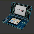 Blue Nintendo 2DS Handheld Gaming Console Open With Screen And Game Icons