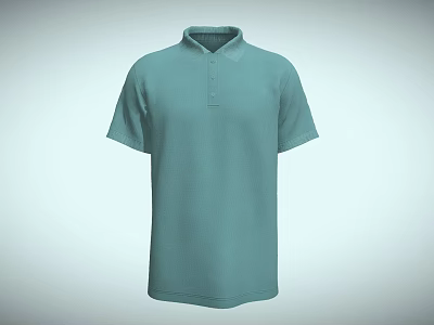 Light Green Short Sleeve Collared Polo Shirt With Buttoned Front Design 3d model