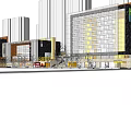 Modern Urban Commercial High Rise Building Exterior Design With City Skyline And Glass Facade