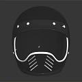 Black Protective Helmet With Visor Brim Metal Rivets Ventilation Slits And Red Logo