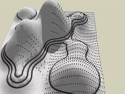 Abstract Garden Landscape Design with Undulating Terrain Winding Paths and Contour Lines 3d model