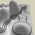 Abstract Garden Landscape Design with Undulating Terrain Winding Paths and Contour Lines