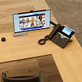 Office Workspace With Three Monitors Code Display Green Plants Headphones And Office Equipment