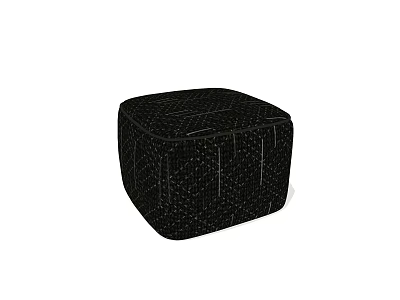 Modern Black Fabric Ottoman With Quilted Design For Living Room Decor 3d model