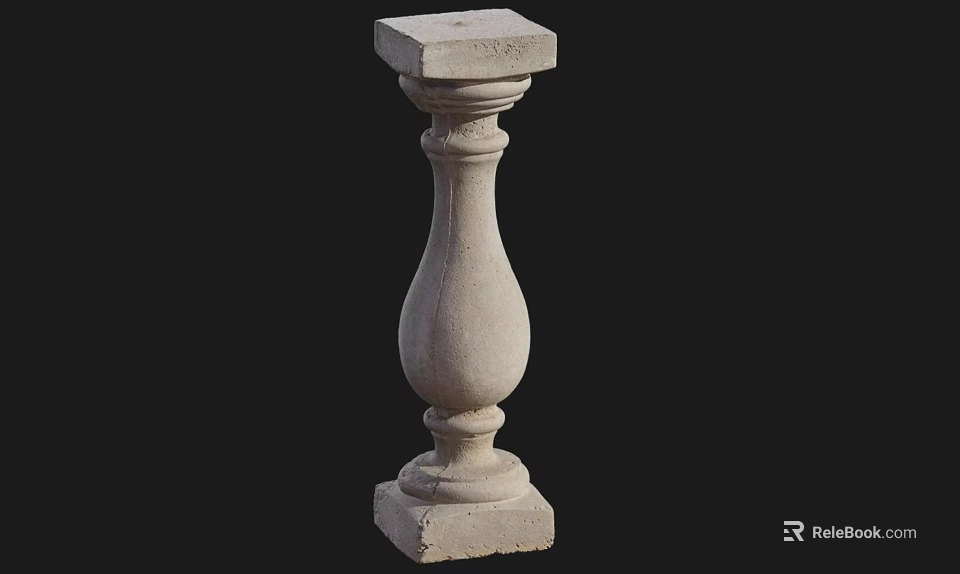Classical Decorative Stone Pillar Featuring Carved Design Square Base And Top 3d model 