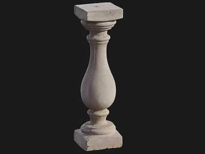 Classical Decorative Stone Pillar Featuring Carved Design Square Base And Top 3d model