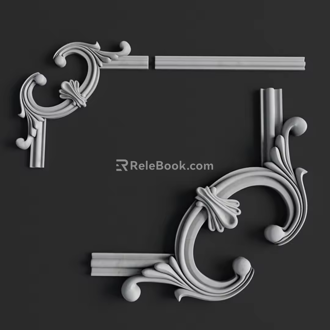 European-style carved lines 3d model