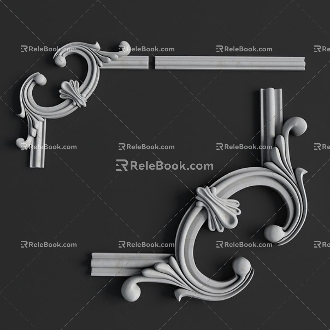 European-style carved lines 3d model