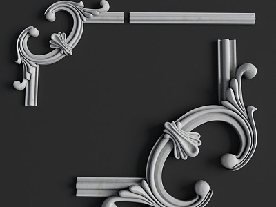 European-style carved lines 3d model