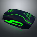 Black Gaming Computer Mouse With Green Glowing Lines And Snake Logo Design 3d model