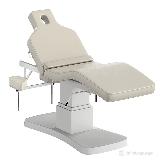 Beige Treatment Lounge Chair With Adjustable Backrest And Sturdy Metal Frame Design 3d model 