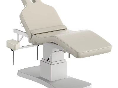 Beige Treatment Lounge Chair With Adjustable Backrest And Sturdy Metal Frame Design 3d model