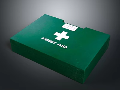 Green First Aid Kit With White Cross Symbol And Medical Supplies Storage Case 3d model
