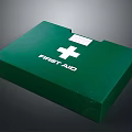 Green First Aid Kit With White Cross Symbol And Medical Supplies Storage Case