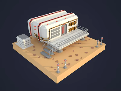 Modern Cartoon Scene Space Station Pack Cartoon Space Station 3d model