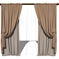 Elegant Layered Curtains Brown Drapes With White Sheer Inner Layer Decorative Tiebacks And Rod Installation